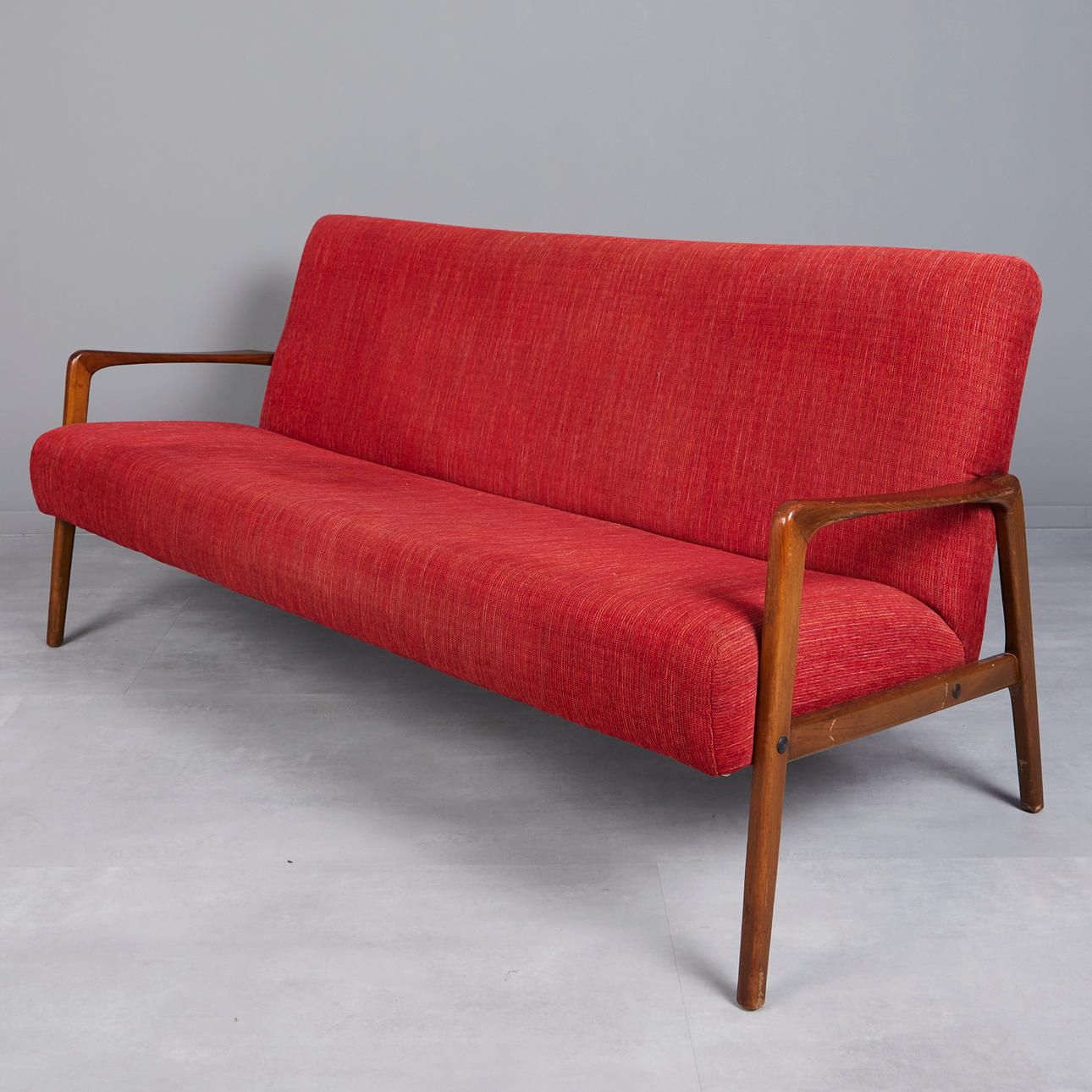 Tre-sæder/sofa, eg, uld, 1960'erne.