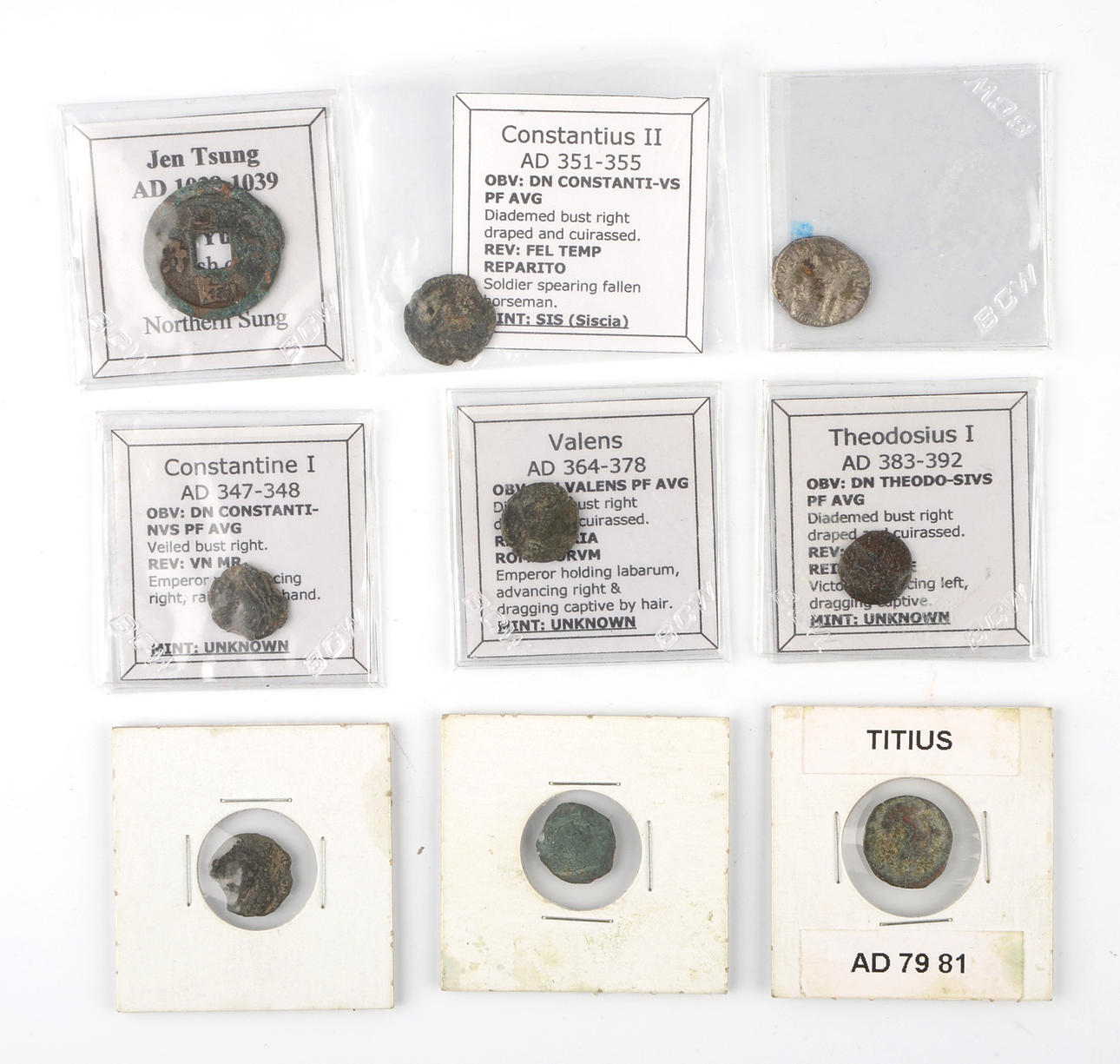 ANTIKE MÜNZEN. Romerska och kinesiska, förmodligen jordfynd.