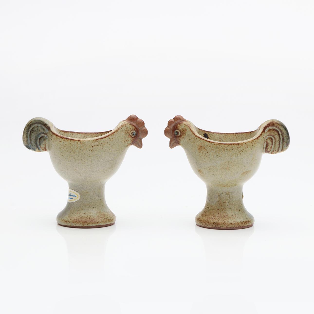 LISA LARSON. EGG CUPS, TWO PIECES. Stoneware, hen, Gustavsberg.