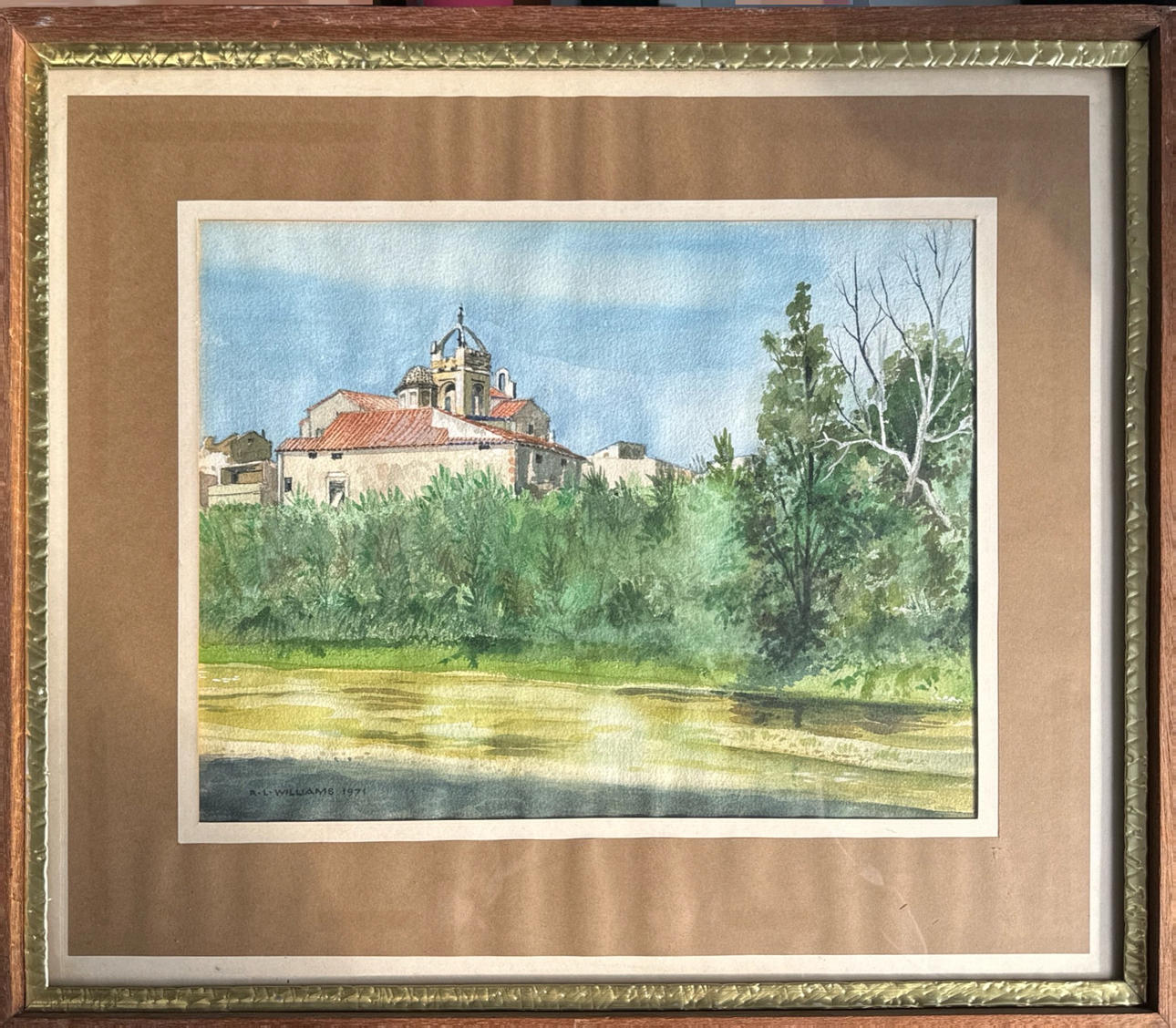 R. L. WILLIAMS. 'SULTRY DAY, PERALADA' WATERCOLOUR.