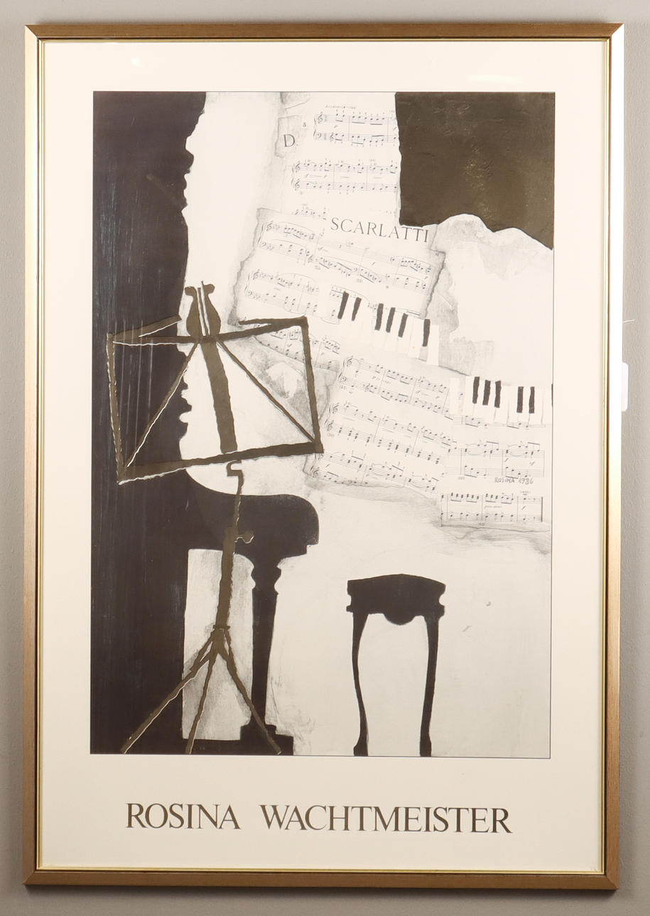 ROSINA WACHTMEISTER 油絵 音楽 Rosina Wachtmeister Lithograph Silver Foil Enhanced Signed Framed