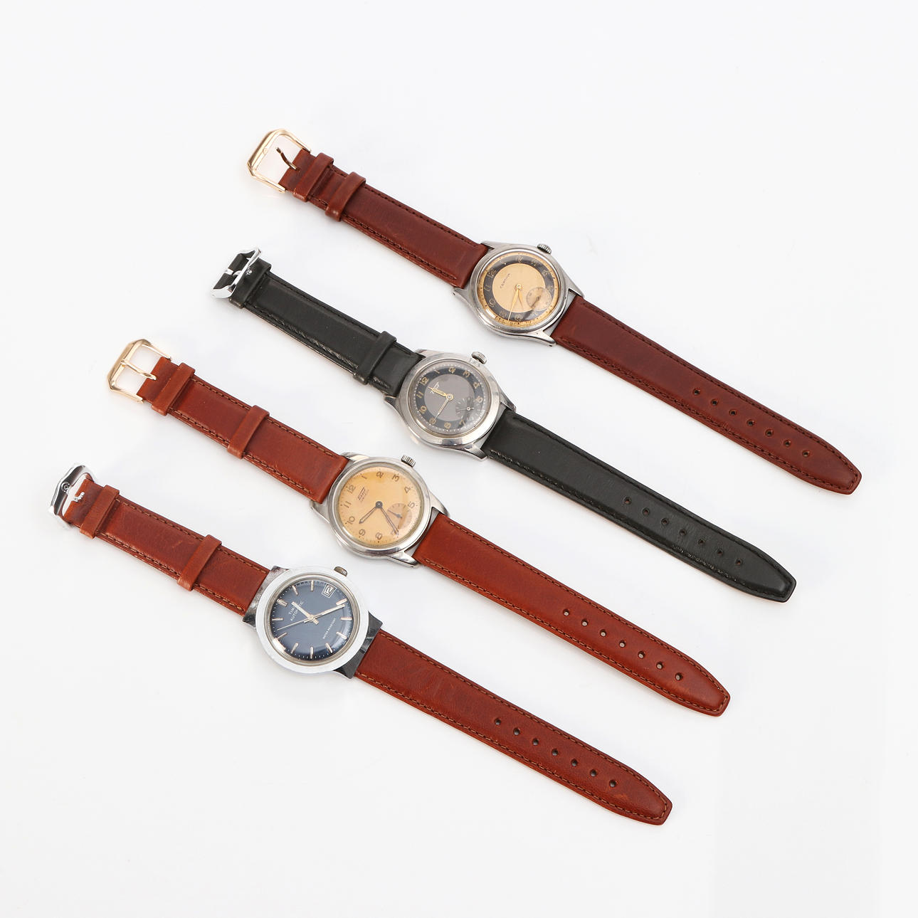 WRISTWATCH, FOUR PCS, Steel, manual.