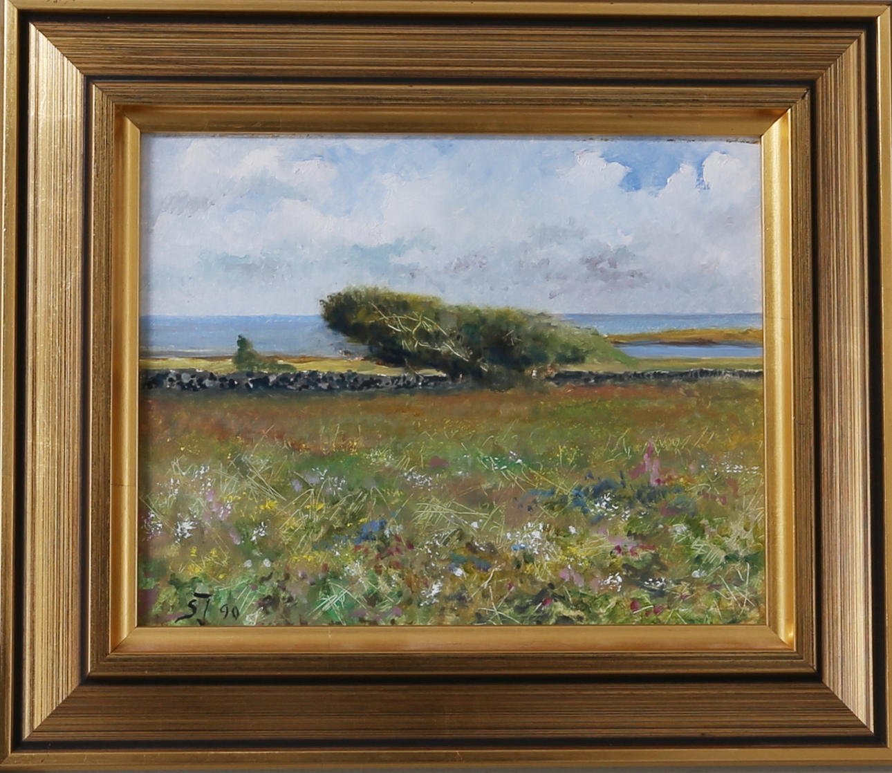 STIG JAKOBSSON. Landskapsmotiv, olja på pannå, signerad och daterad SJ 90.