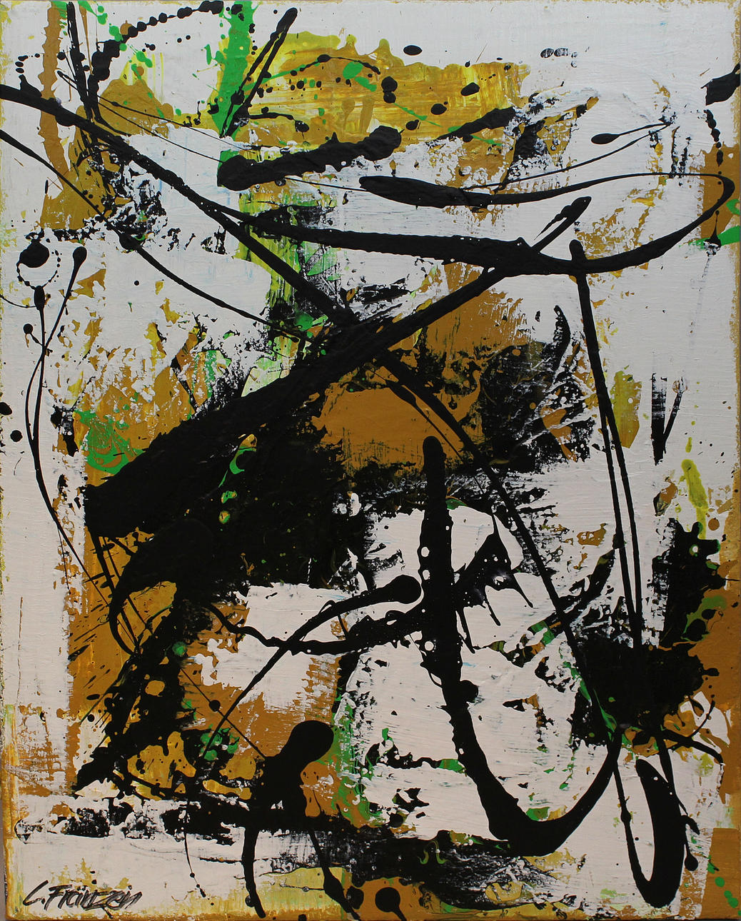LUDVIG FRANZÉN. Komposition. Akryl på duk. Signerad L Franzén.