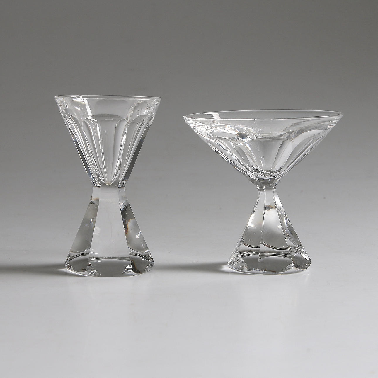 SNAPSGLAS samt LIKÖRGLAS, 10 delar, kristall, Art Deco, Boda glasbruk. 1930-tal.