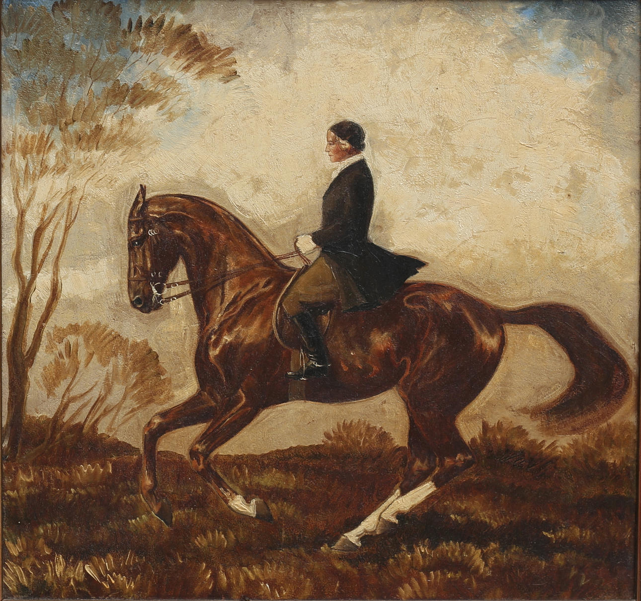 JOHN SJÖSVÄRD. "Falstaff". Olja på pannå, signerad à tergo, daterad 1935.