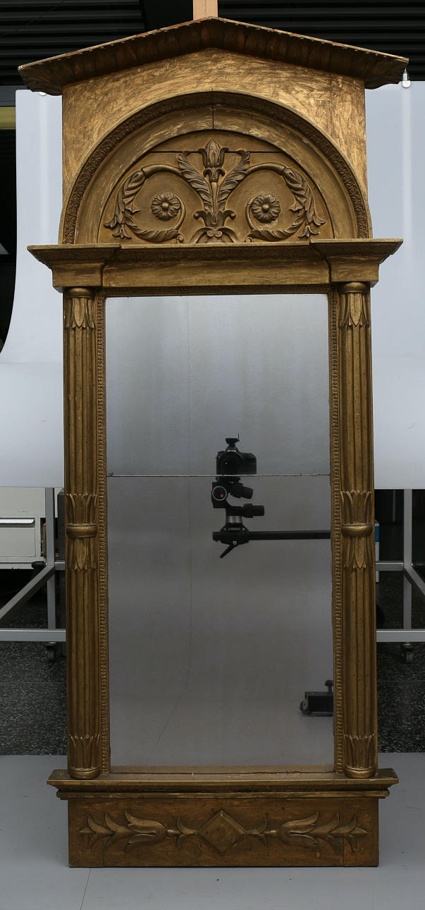 VÄGGSPEGEL, trä, förgylld, empirestil, 1800-talets andra hälft.