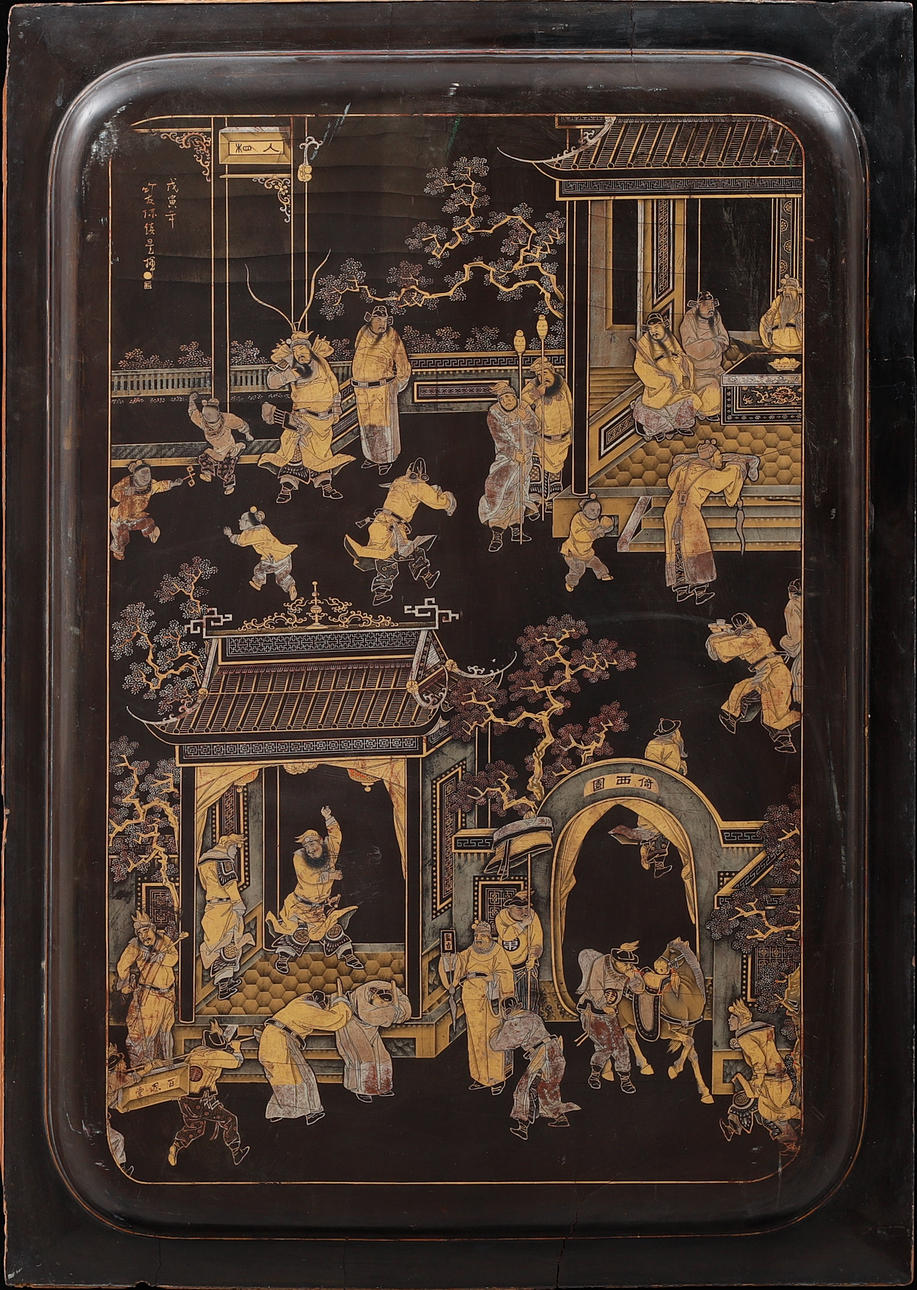 WALL PANEL, lacquer work, China, 19th century.