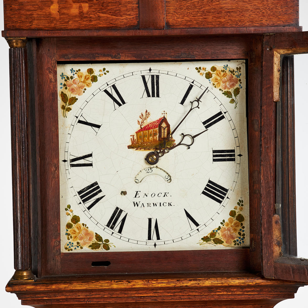 A 19th century floor clock, England, dial marked Enock, Warwick, oak ...