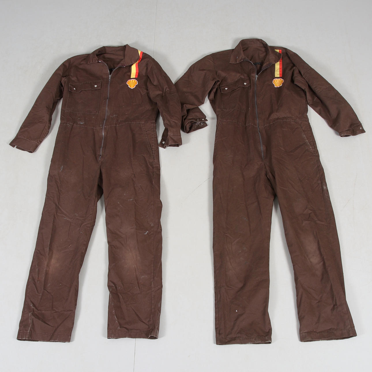 A set of two Shell overalls, 1970s/80s.