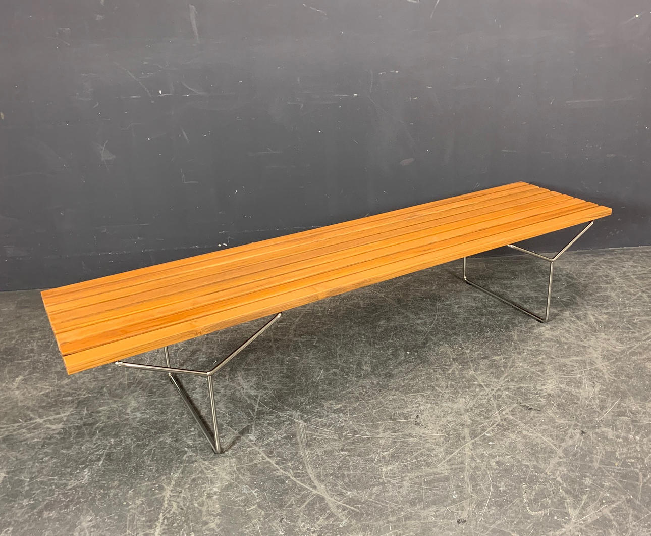 HARRY BERTOIA. TEAK BENCH FOR KNOLL.