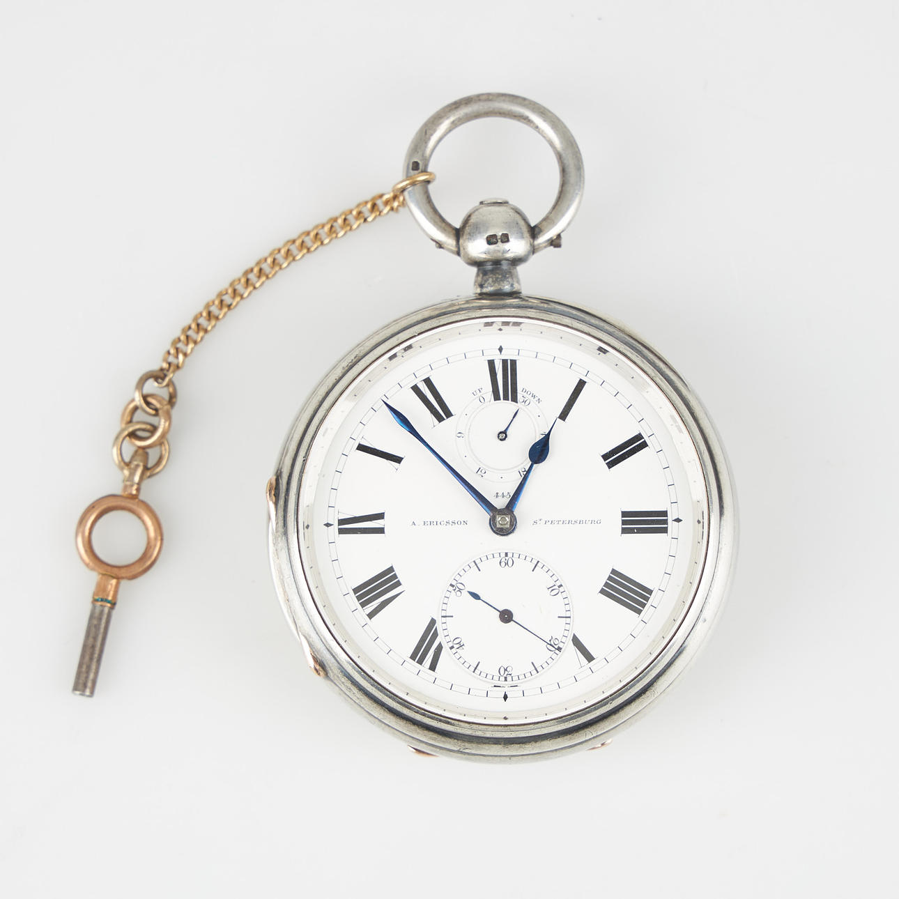 A. ERICSSON, RELOJ DE BOLSILLO, 64 mm, plateado.