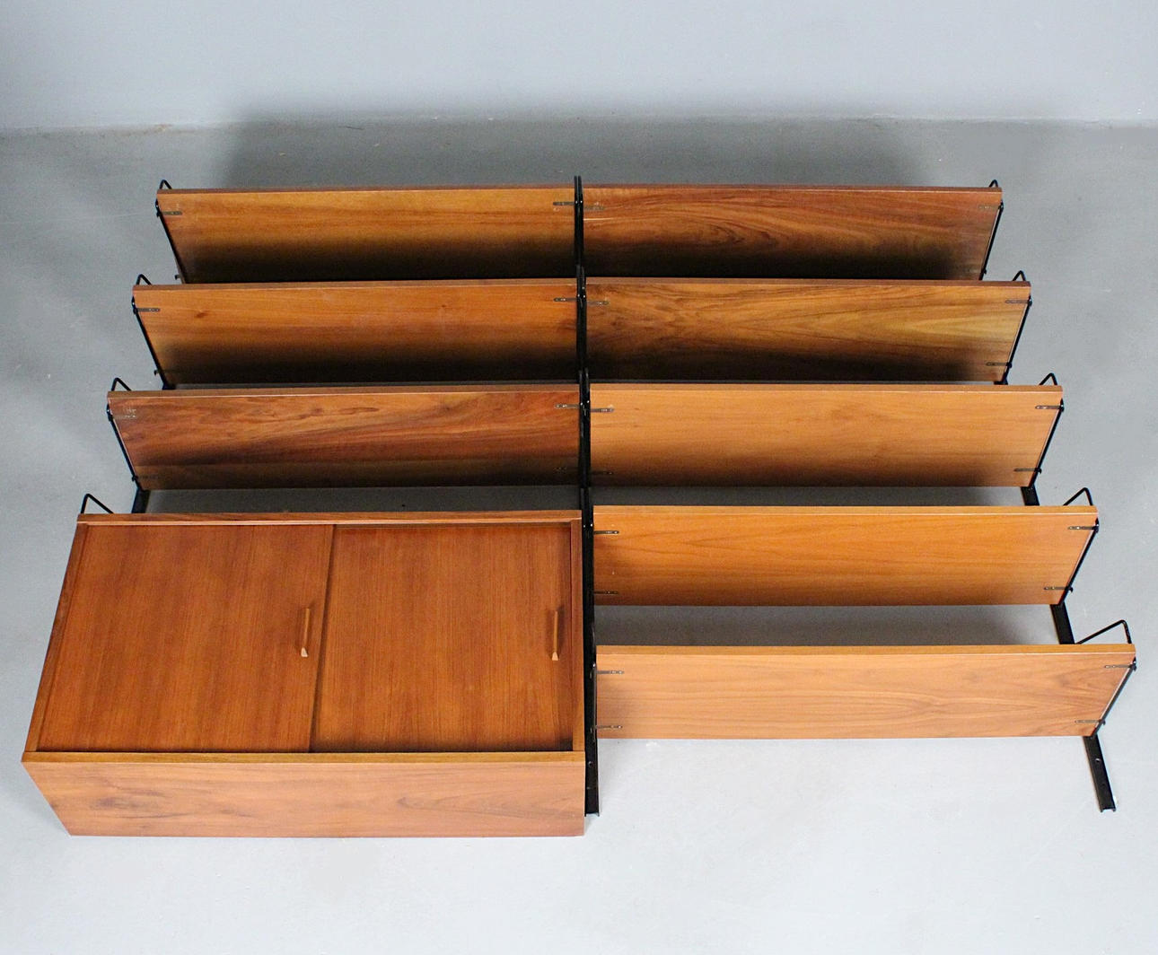 modular shelving system, teak, Denmark, 1950/60s.