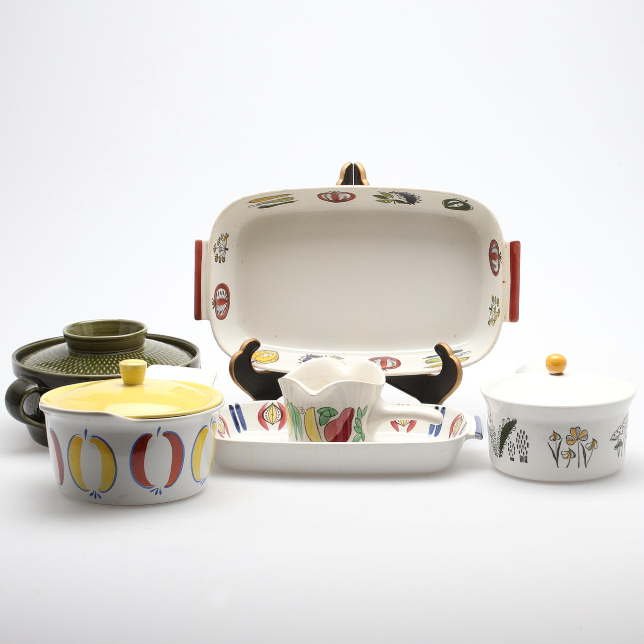 SERVISDELAR, 6 delar, keramik, Gustavsberg, Gefle, Stavanger, Rörstrand, 1900-tal.