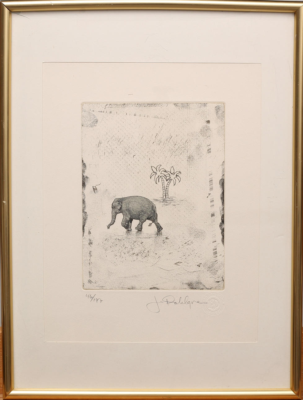 JAN DAHLGREN. Lithograph, Elephant, Numbered 46/147, signed J.Dahlgren.