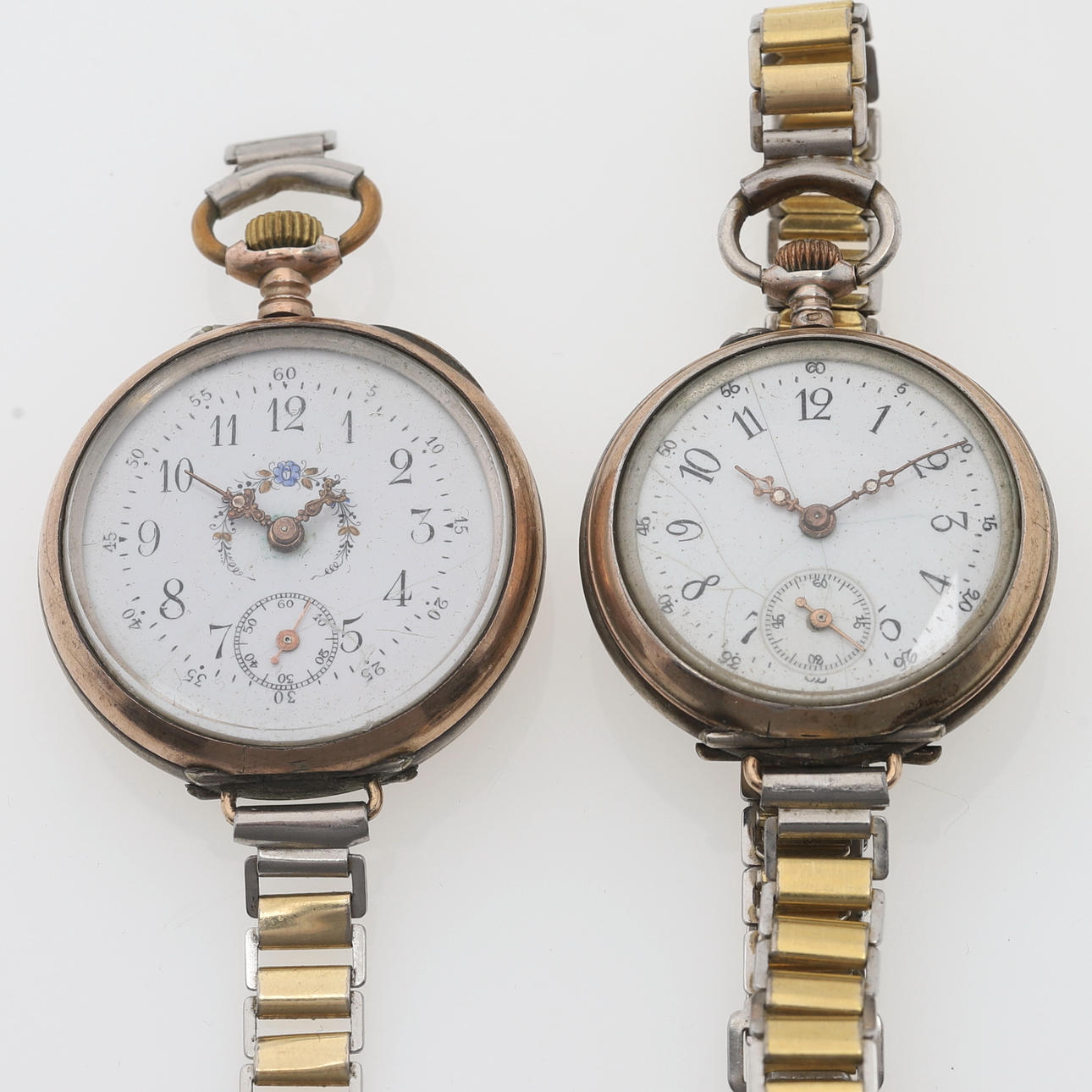 ARMBANDUHR/TASCHENUHR, 2 Stück, silber.