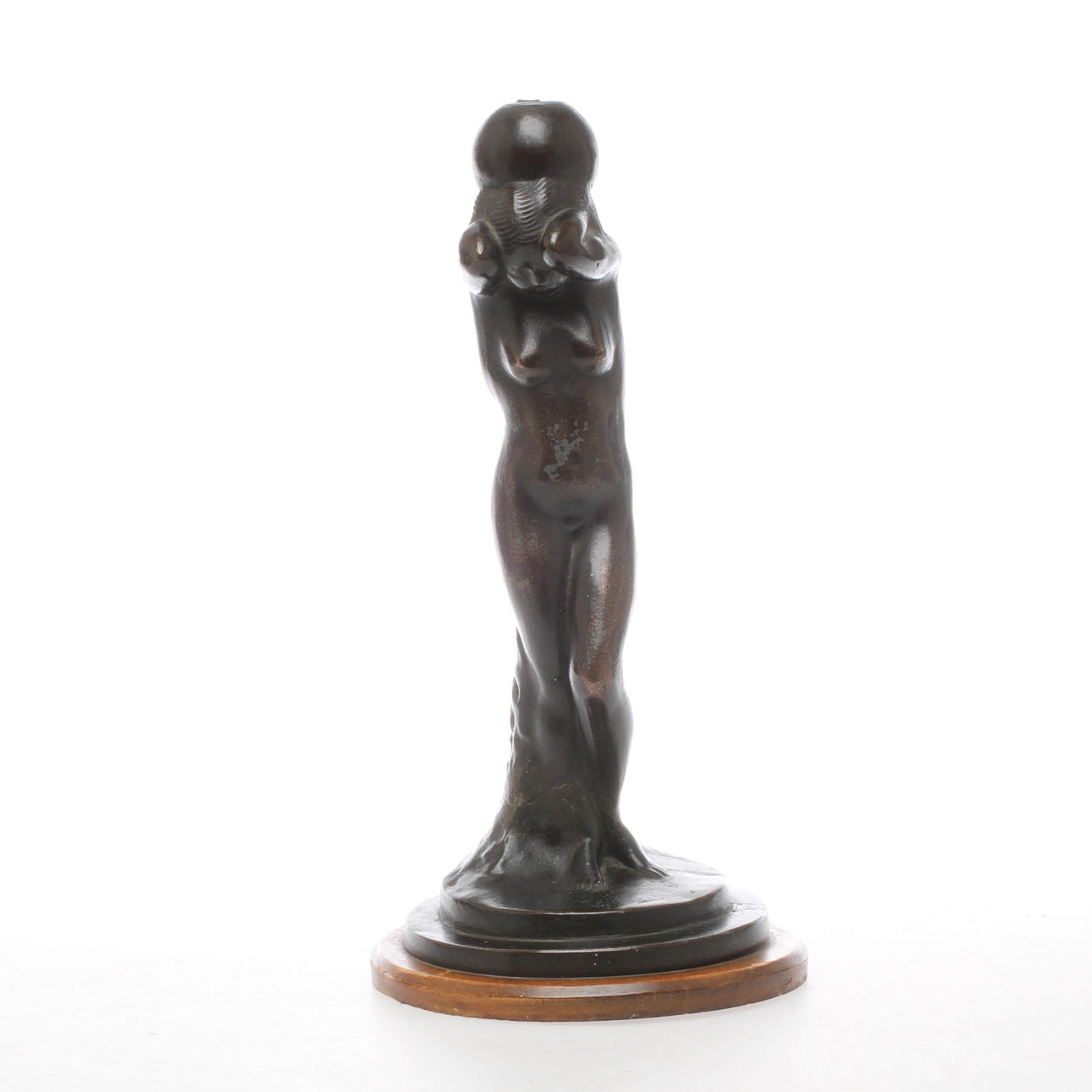 HALVAR FRISENDAHL. Lampfot, patinerad metall, signerad.