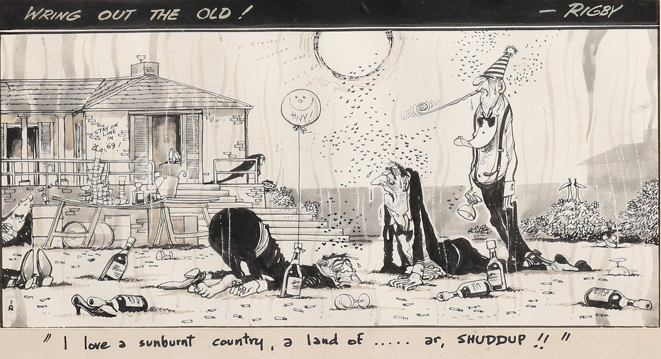 PAUL RIGBY, AUSTRALIAN (1924-2006). WRING OUT THE OLD ! Art ...