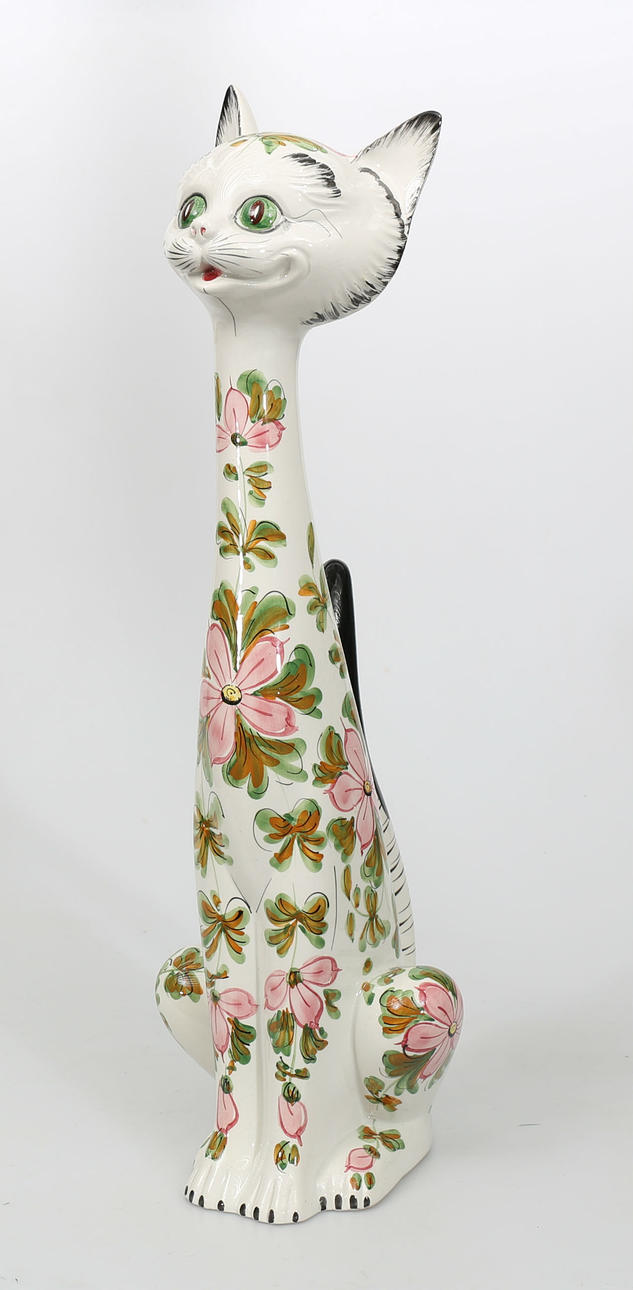 FIGURIN, porslin, Katt, Italien, 1900-talets andra hälft.