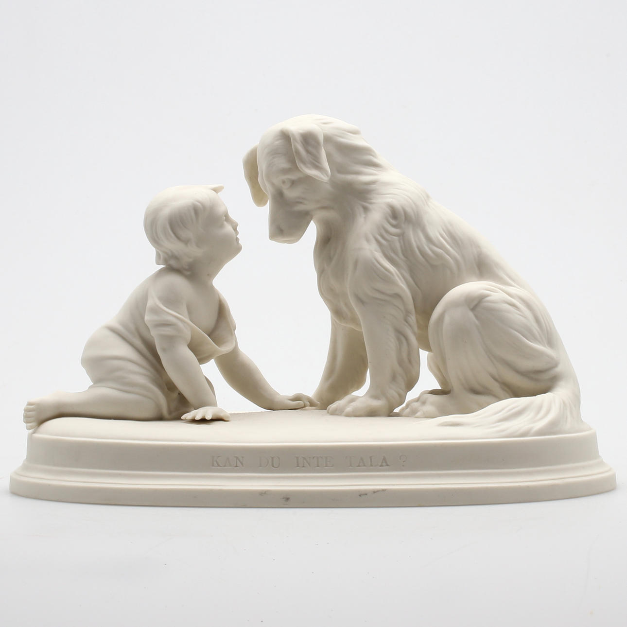 FIGURIN, "Kan du inte tala?", Gustavsberg, parian, daterat 1922.