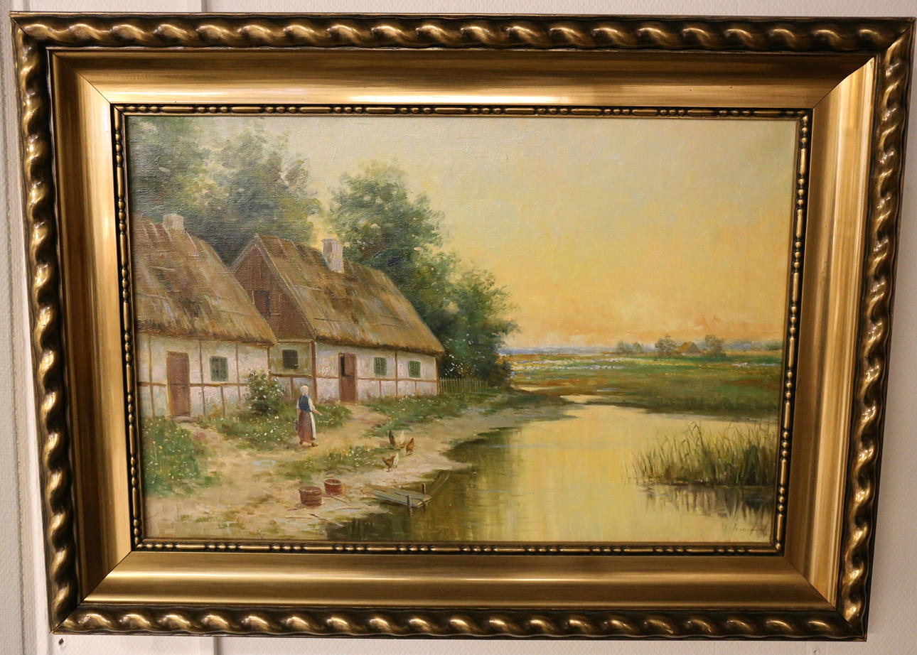 FRANS WILHELM ODELMARK. Olja på duk, Skånegård, signerad F W Odelmark.