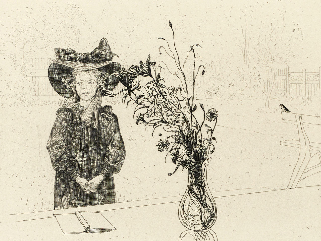 CARL LARSSON. “KERSTI IN BLACK”, 1910, etching.