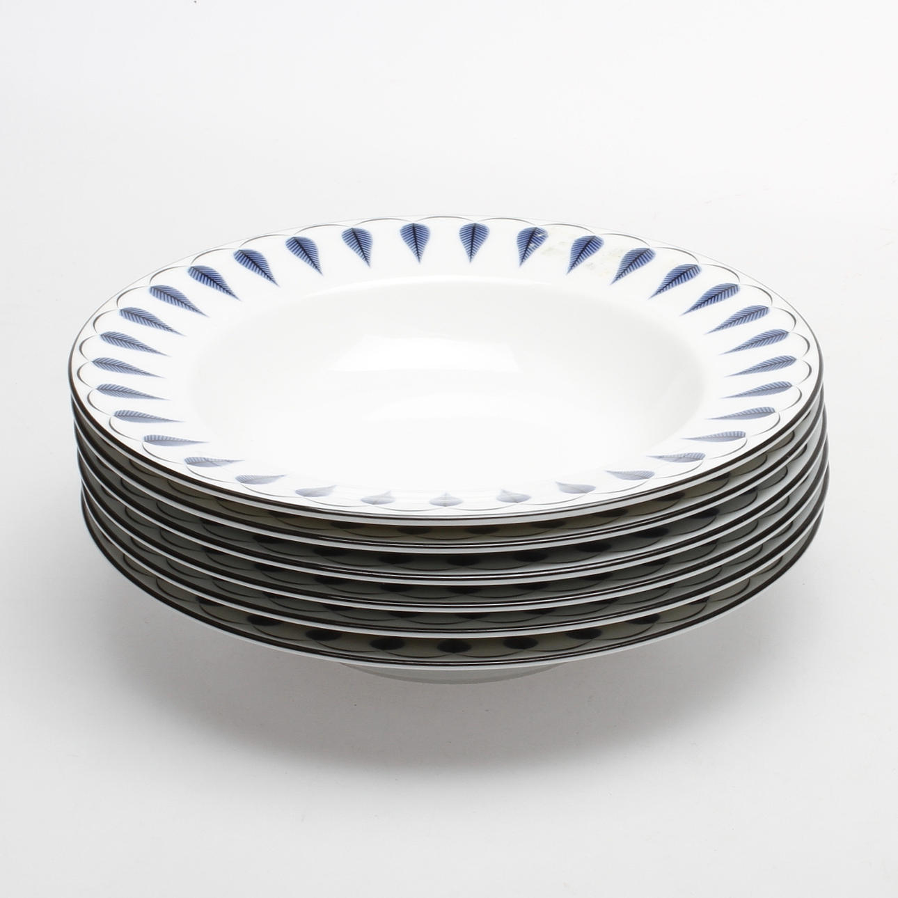 DJUPA SKÅLAR, 6 st, porslin, plus 97, design Blad, Pia Rönndahl, Rörstrand.