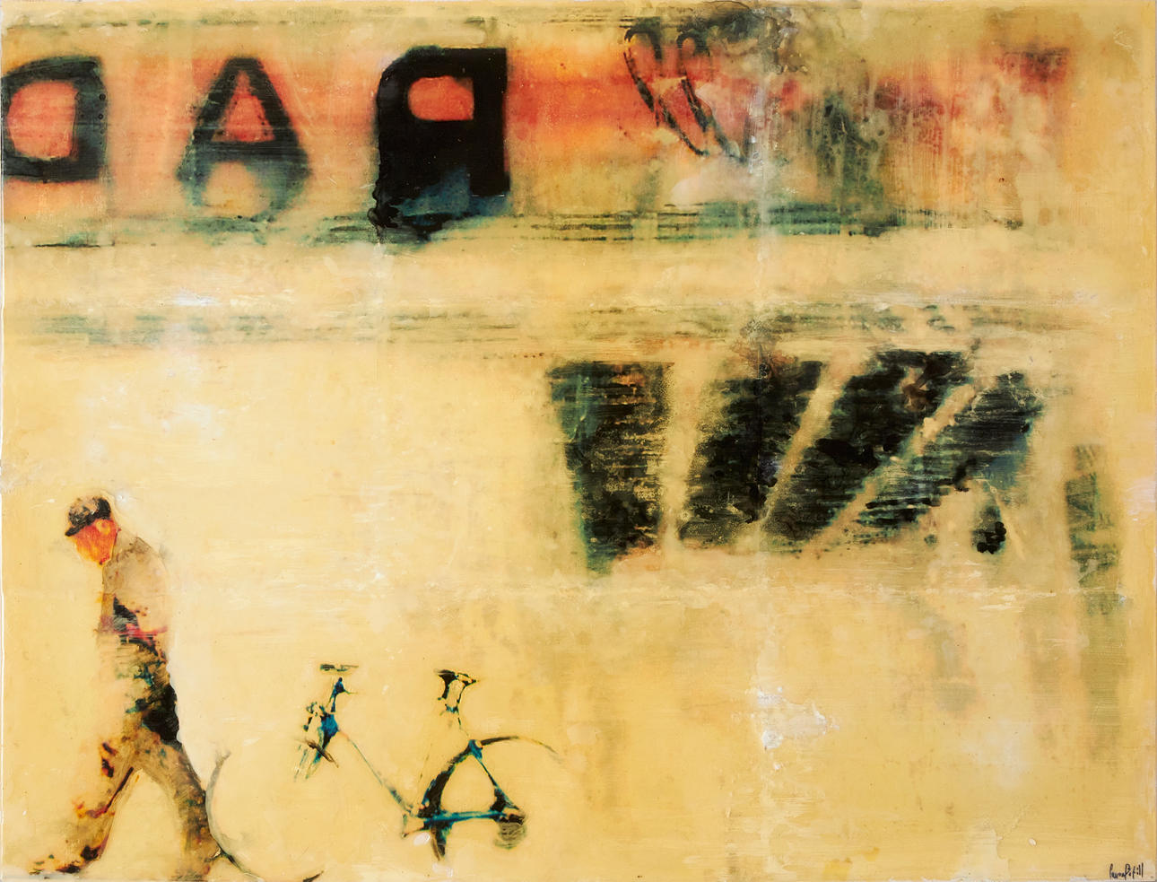 LAURA BOFILL (FÖDD 1983). abstract composition, mixed media on panel, signed.
