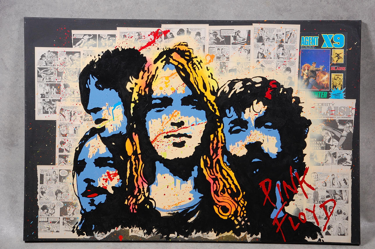 MARIE RUDENBÄCK. akryl på duk, collage, signerad A tergo.