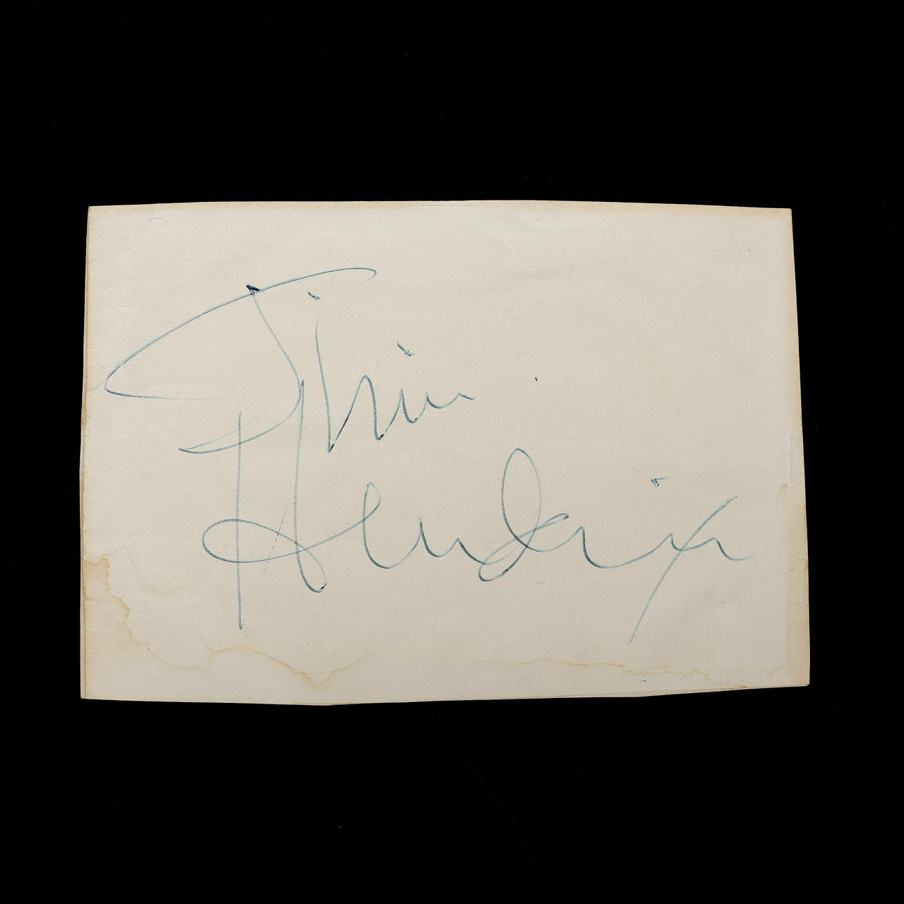 JIMI HENDRIX. Autograph from Gröna Lund 1967.