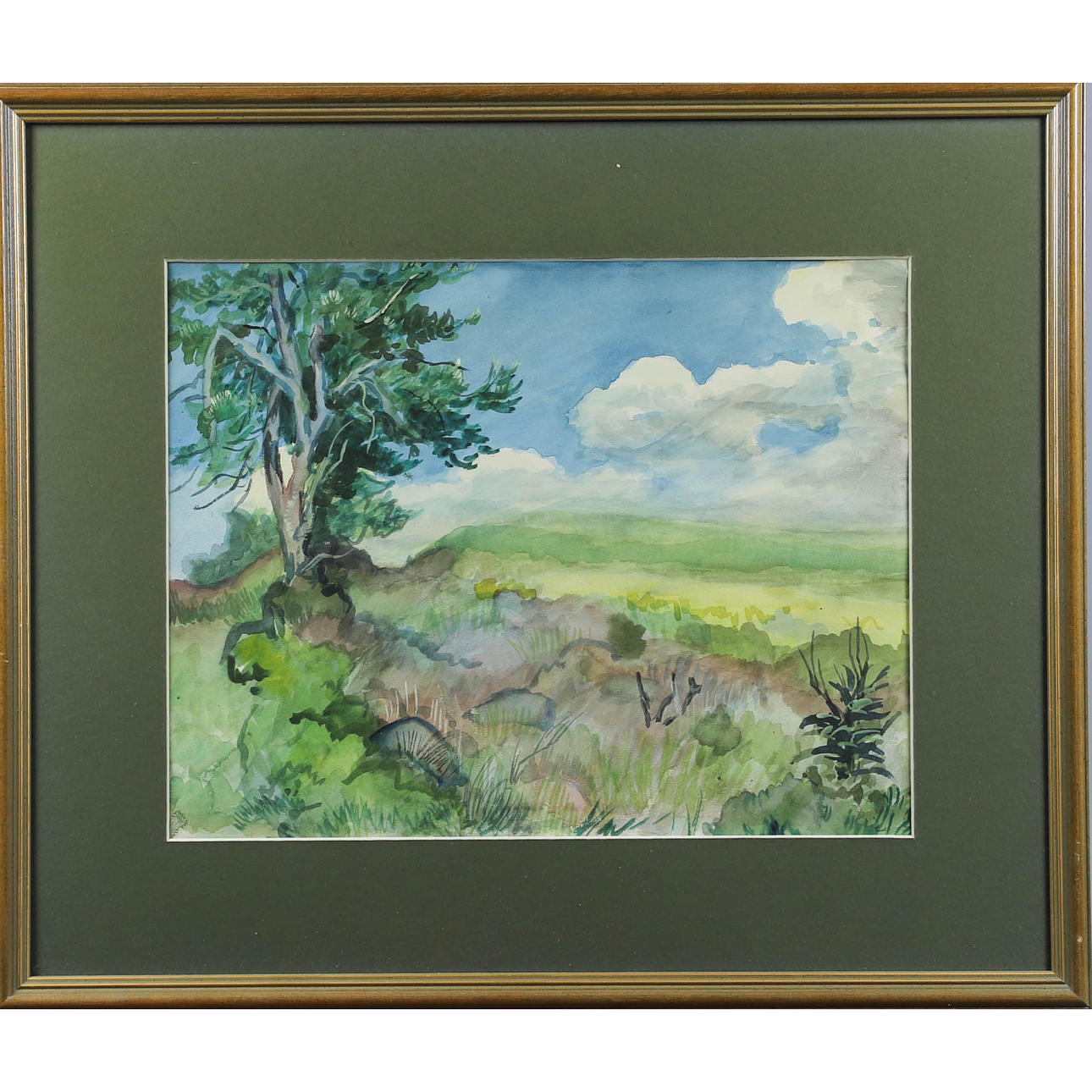 ERIC JOHANSSON. Träd i landskapsvy, akvarell.