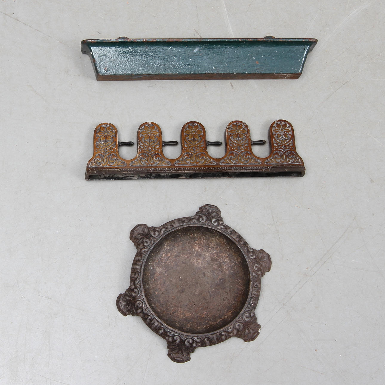 KÄPP- / PARAPLYSTÄLL, 3 delar, metall, bl a Eskilstuna.