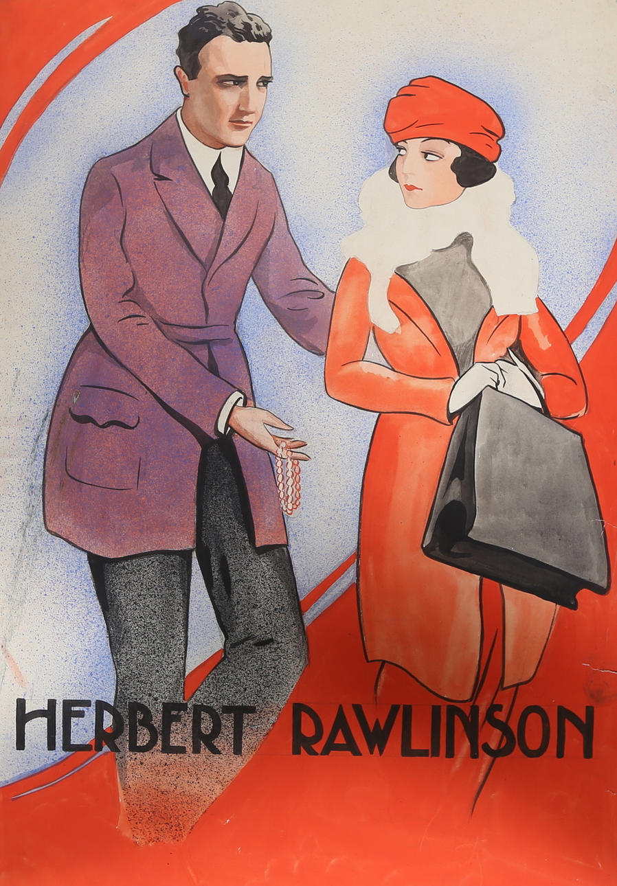 Hand Painted Poster, Unknown Title, Herbert Rawlinson, 1920/30's.