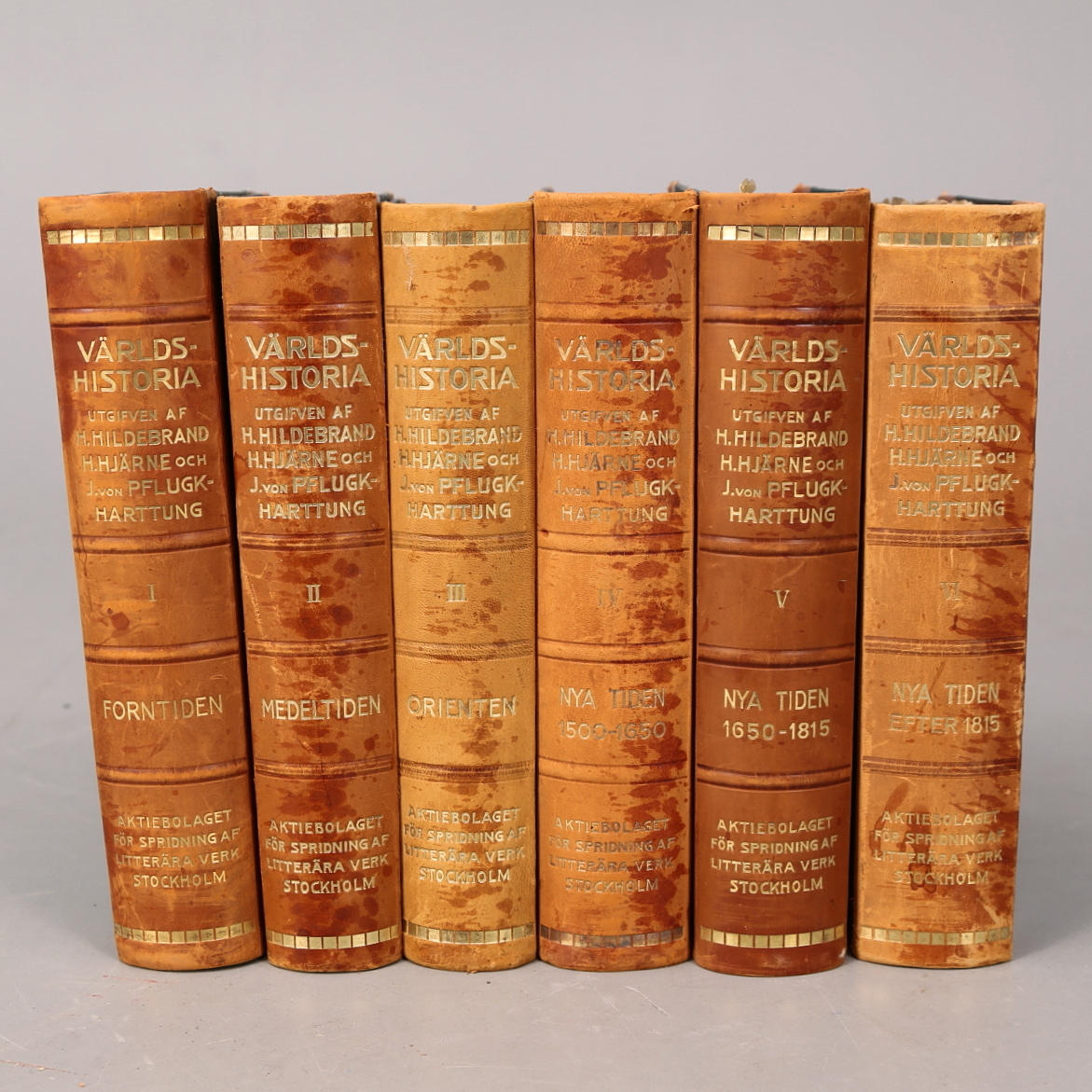 VÄRLDSHISTORIA I-VI, 6 band, Hildebrand, Hjärne, Pfluck-Harttung.