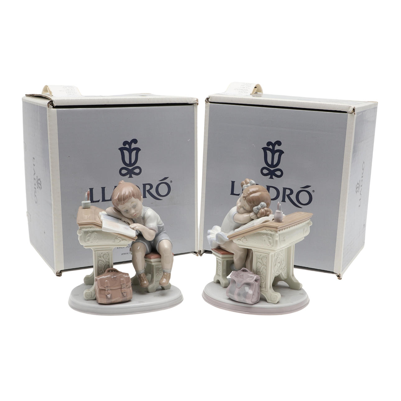 A PAIR OF LLADRO FIGURES 'WAITING FOR THE BELL'. 6802. and 'SLEEPY