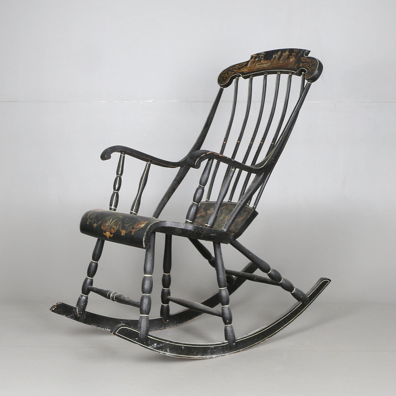 GUNGSTOL, bemålat trä, tidigt 1900-tal.