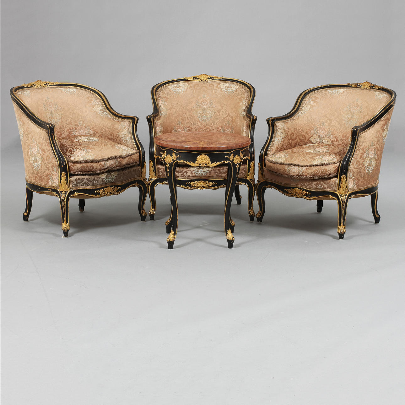 MÖBELGRUPP,4 delar, nyrokoko, 1800-tal.