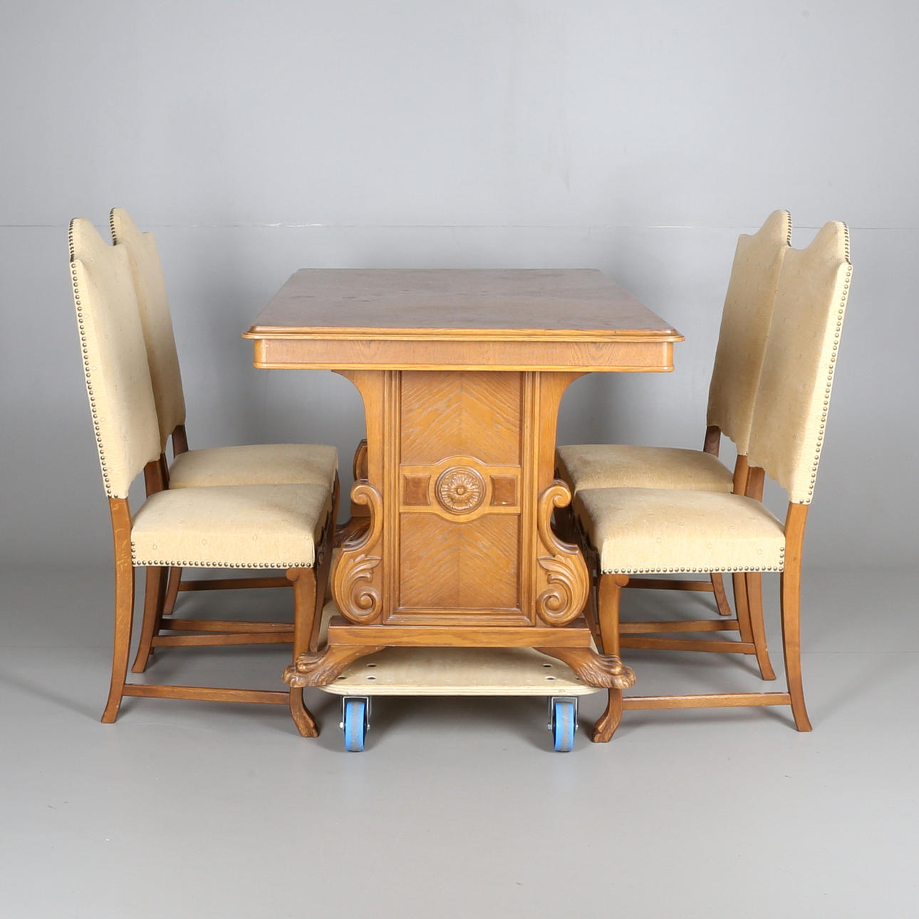 MATSALSGRUPP, 5 delar, barockstil, ek, 1900-tal.