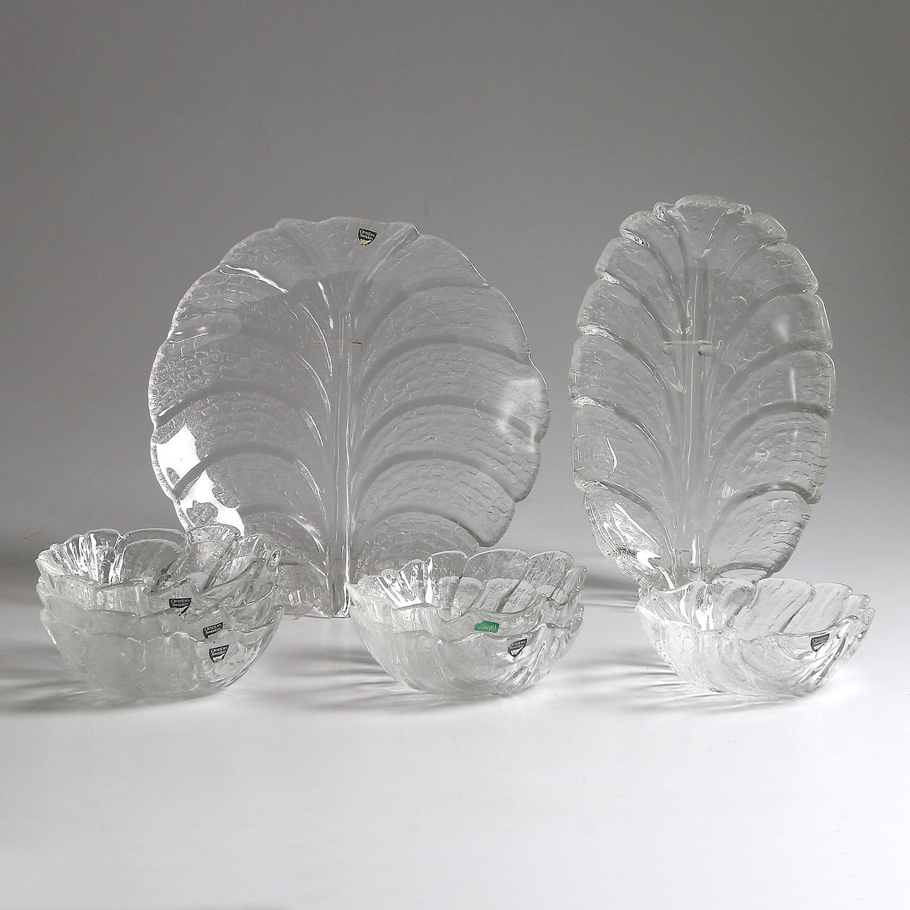 SERVISDELAR, 8 delar, glas, "Eden", Lars Hellsten, Orrefors.