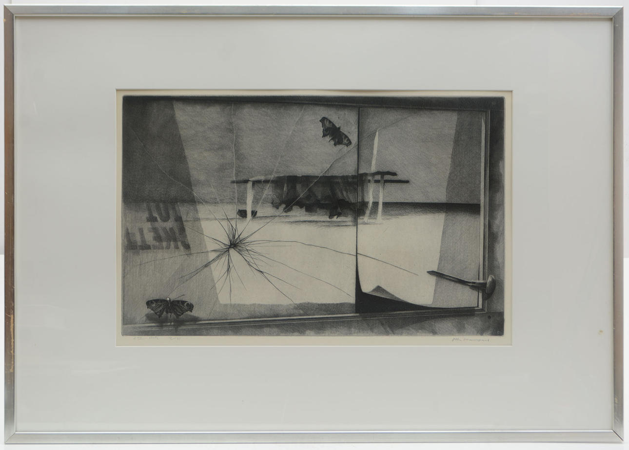 OLLE HANSPERS. Night flight. Etching. Numbered 12/45.