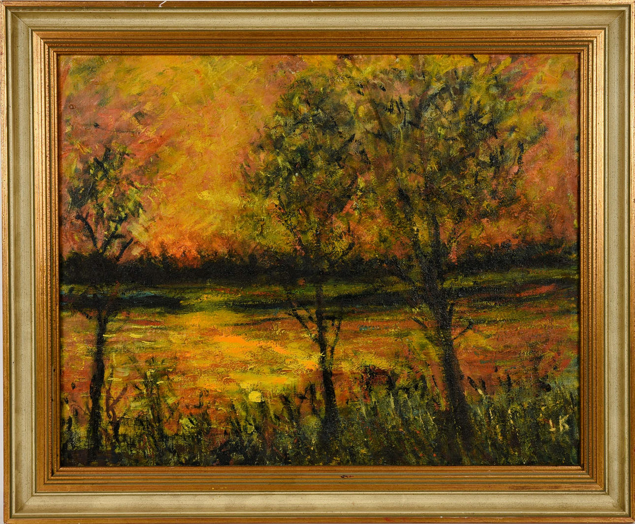 MONOGRAMMIST LK. "Skovstykke", olie på lærred, monogram LK.