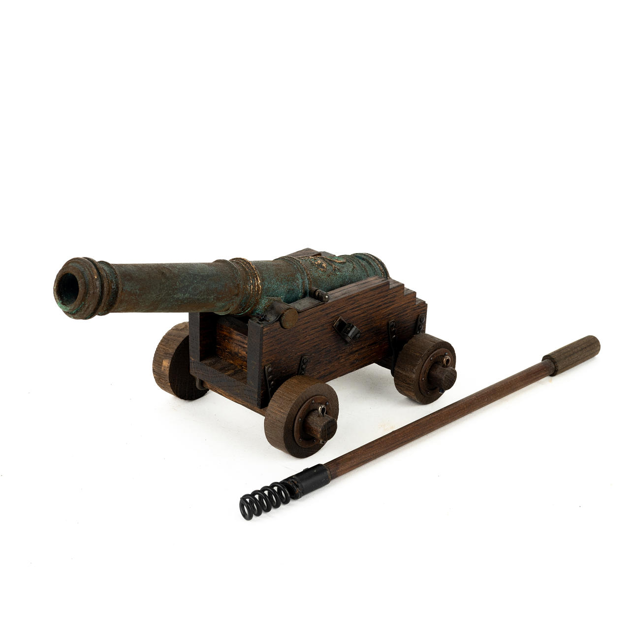 A Swedish metal art table cannon, cast iron and wooden lavett, 20th ...