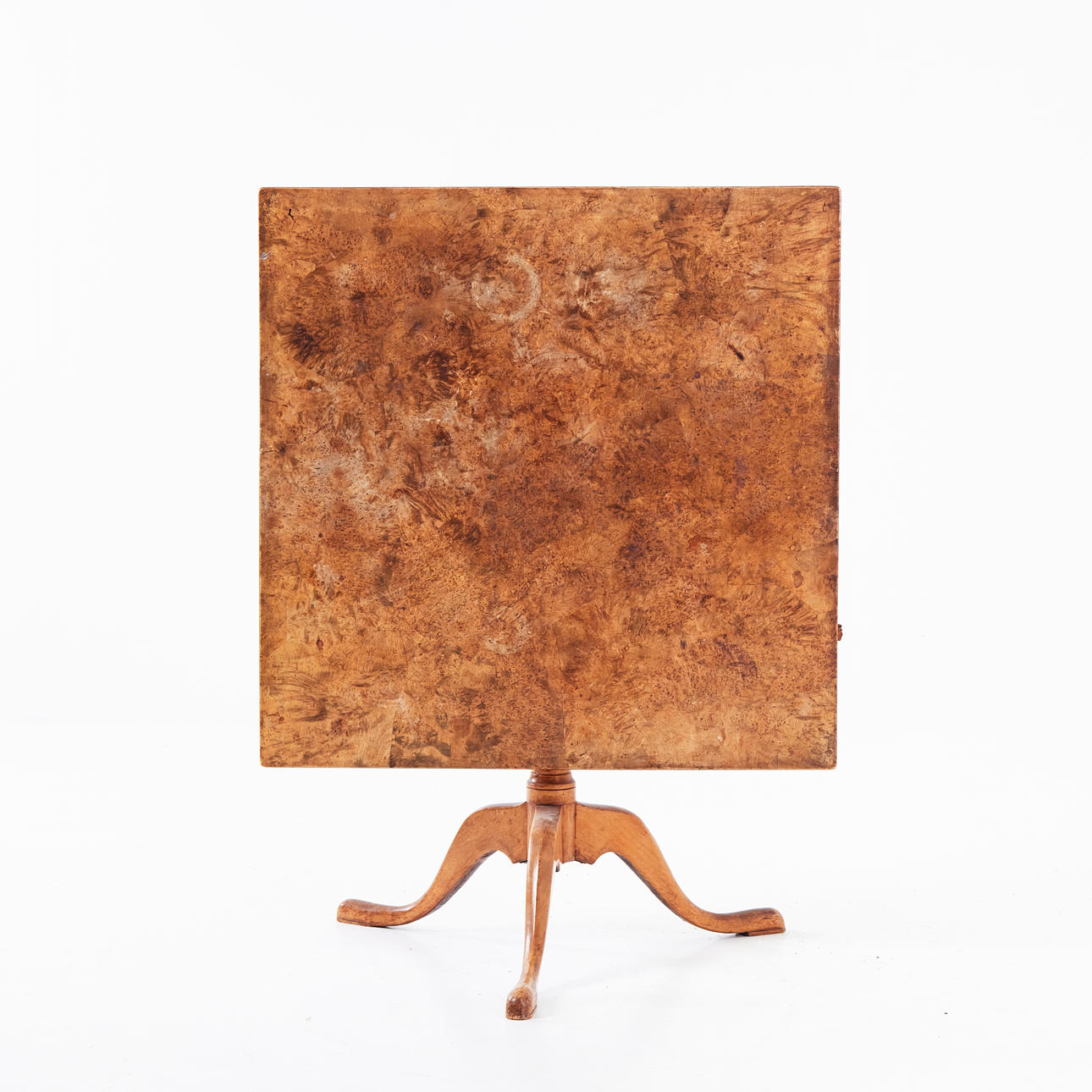 A 19th century folding table with root veneer.