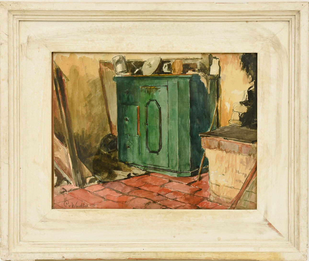 PAULA VON WAECHTER. ”The Green Cabinet”, akvarell, skylt. ”P. v. Wächter”.