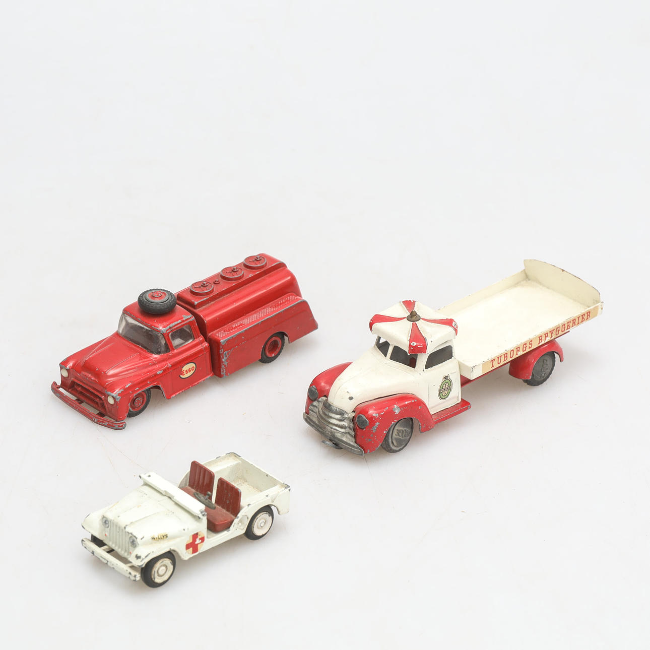 LEGETØJSBILER, tre stykker metal, Tekno og Vilmer.