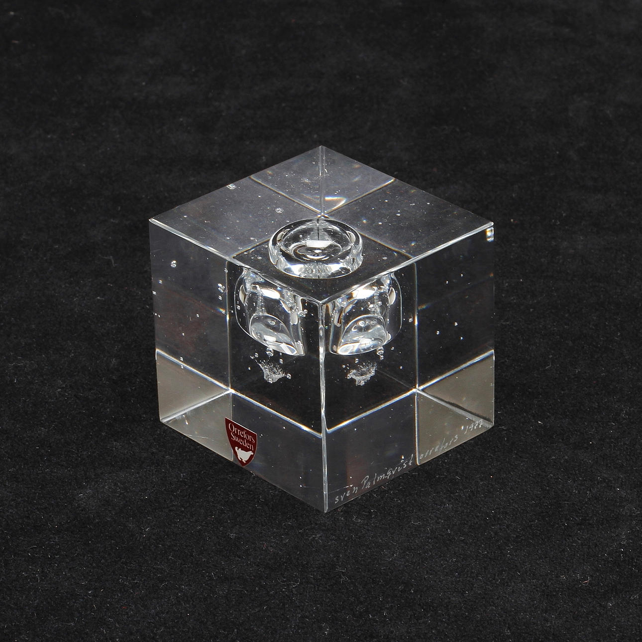 SKULPTUR/BREVPRESS, glas, Sven Palqvist, Orrefors, signerad.