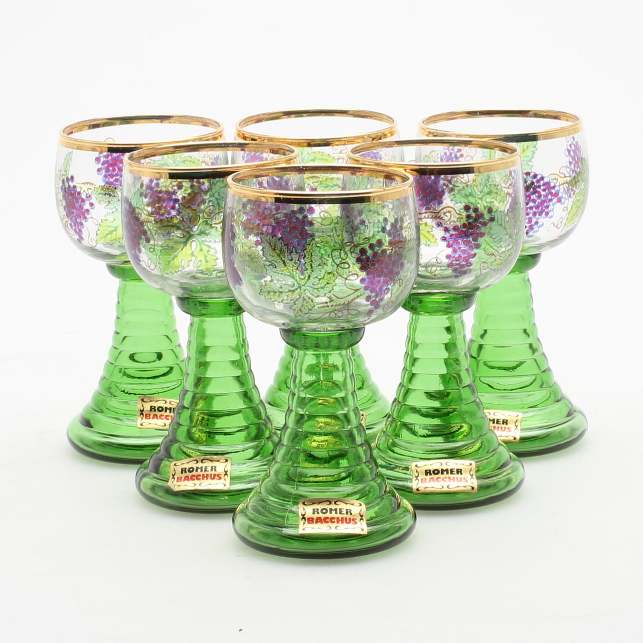 REMMARE, 6 st, Römer Bacchus, glas, 1900-tal.