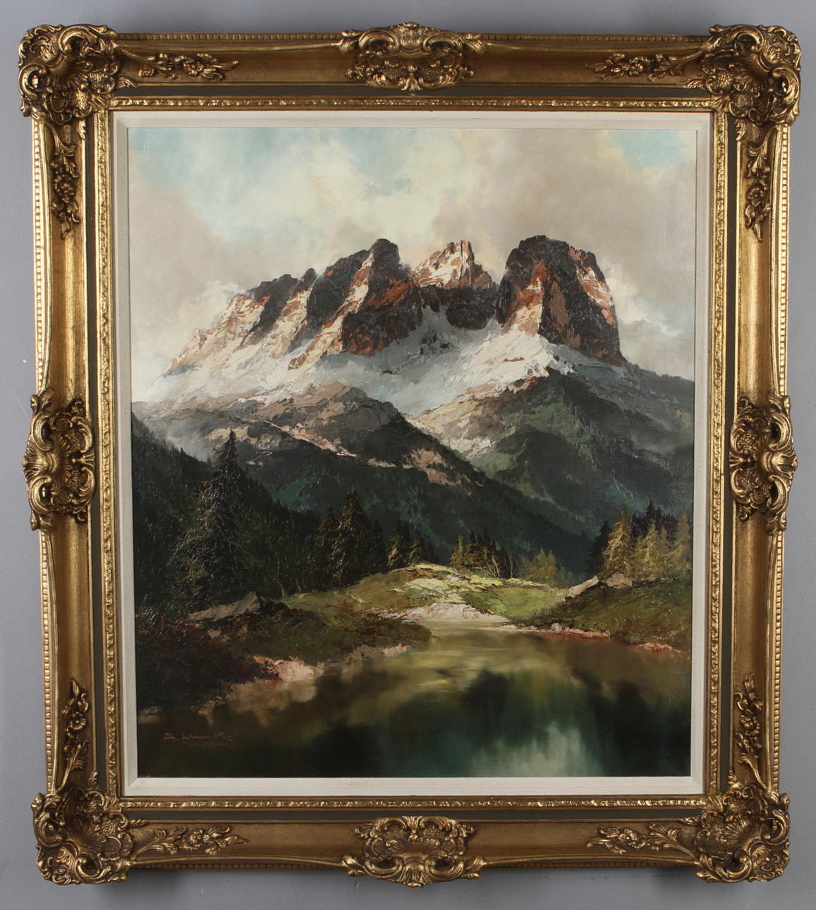 ARNO LEMKE. Bergslandskap. olja på duk, signerad.