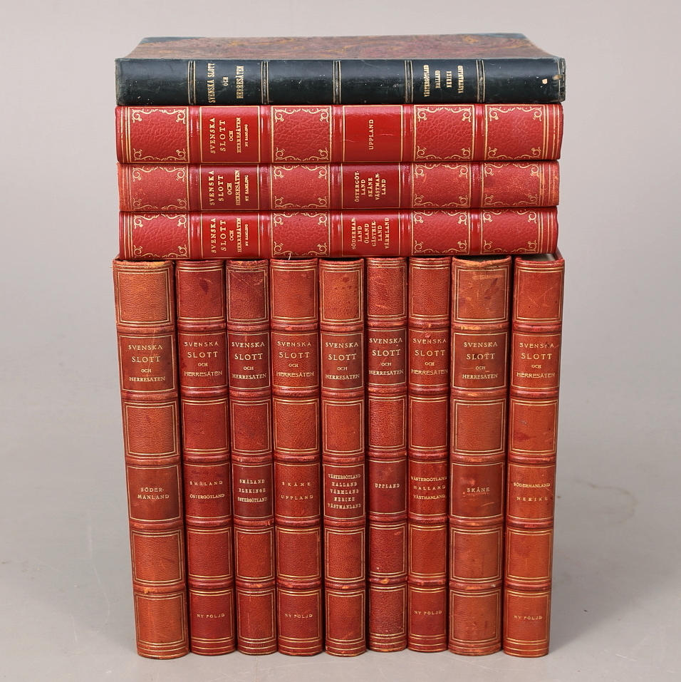 SVENSKA SLOTT OCH HERRESÄTEN, 13 band, Omkring 1900-talets början, Ny följd omkring 1920, samt Ny samling 1930-tal.
