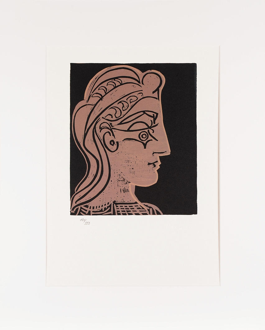 PABLO PICASSO. EFTER. ”Kvinnans huvud i profil.” I stil med sydamerikanska målningar.